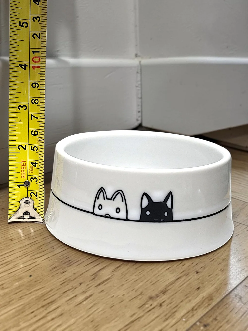 Naughty and Nice Cat Bowl with Black and White Cats Double-sided Accents